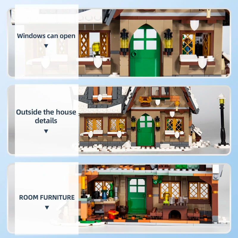 Mould King 16049 Streetview Building Toys The MOC Christmas Cottage Model Assembly Building Block Brick Kids Christmas Gifts