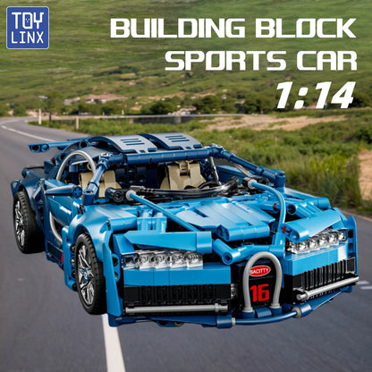 1:14 Blue Bugatti Car 1144PCS Building Blocks and Toy Construction Model Set for Kids Adults Christmas Easter Or Halloween Gift