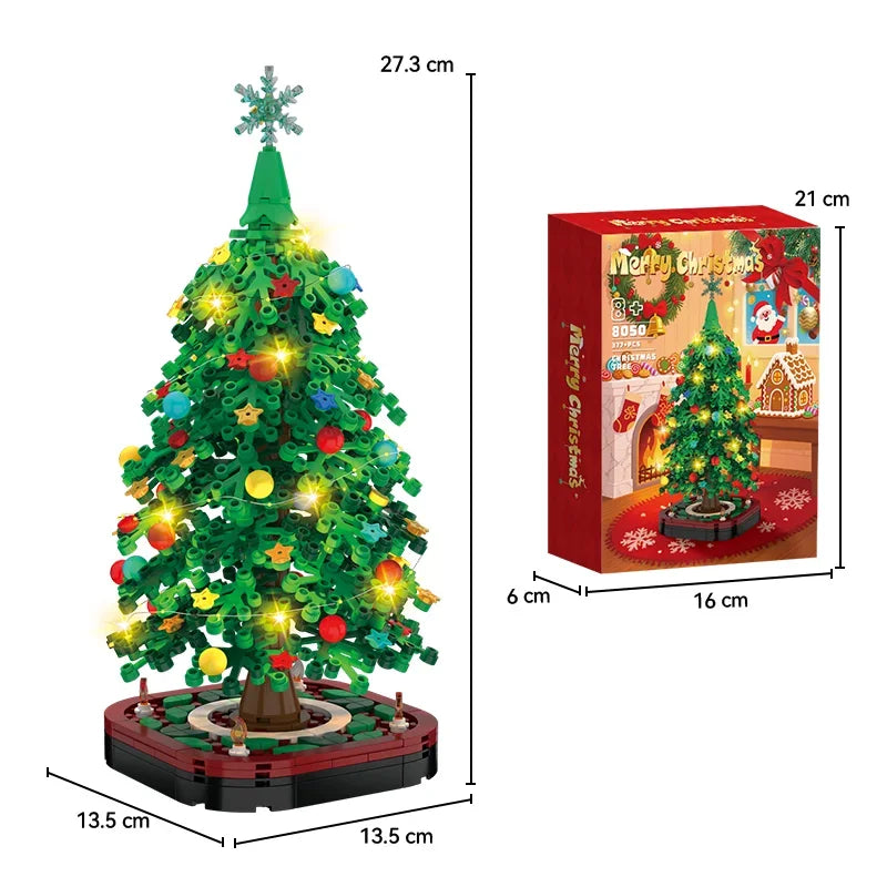 City Creativity Winter Village Christmas Tree Model Home Decoration Building Blocks Bricks Kids Toys Christmas Gift