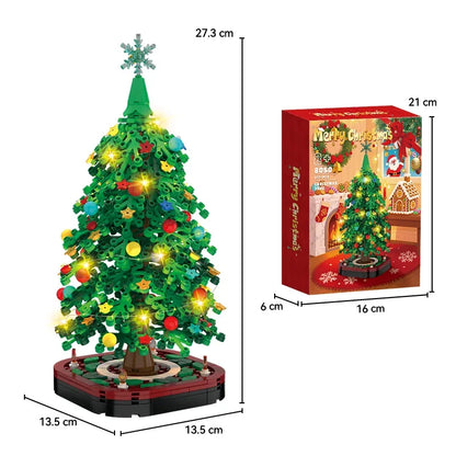 City Creativity Winter Village Christmas Tree Model Home Decoration Building Blocks Bricks Kids Toys Christmas Gift