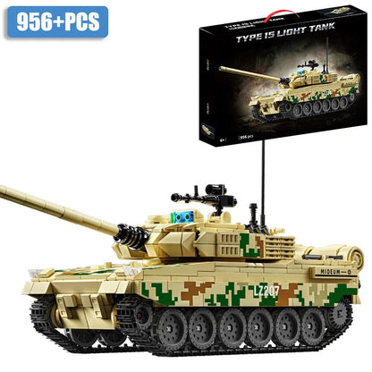 Military WW2 MOC Leopard 2A7 Army Main Battle Tank Soldiers Building Blocks Bricks M1 T90M Tank Set For Children Boys Gifts