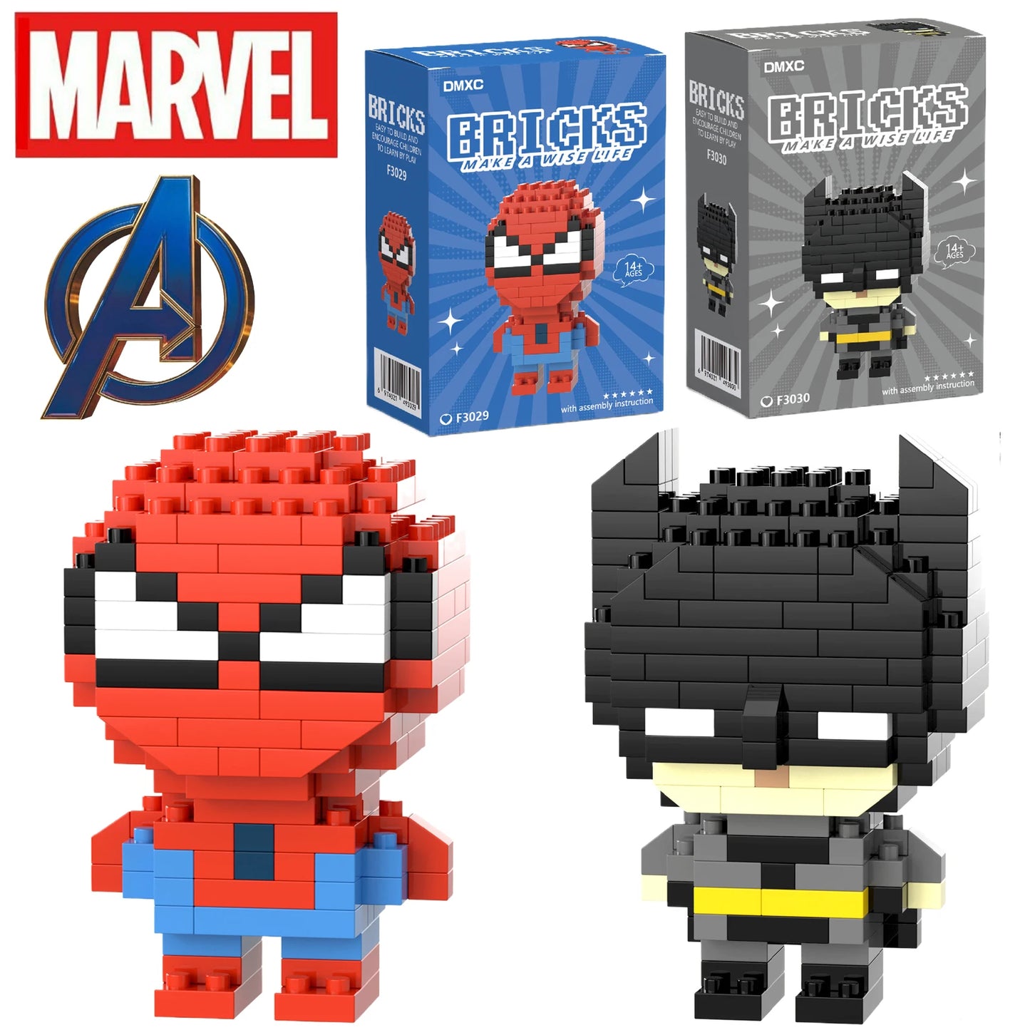 Disney Spider Man Building Block Deadpool&Venom Iron Man figure Marvel Legends Cartoon Character Model Toys for Children Gifts