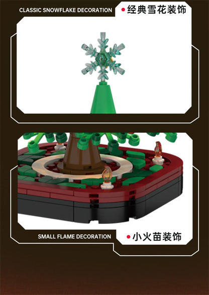 City Creativity Winter Village Christmas Tree Model Home Decoration Building Blocks Bricks Kids Toys Christmas Gift