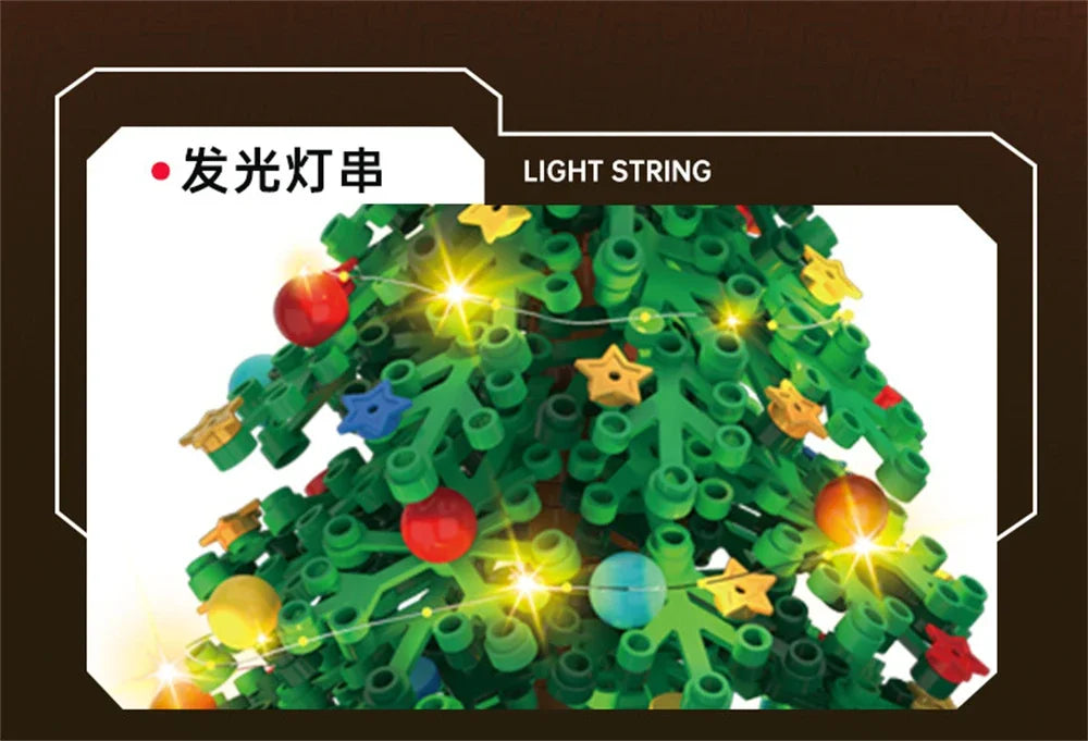 City Creativity Winter Village Christmas Tree Model Home Decoration Building Blocks Bricks Kids Toys Christmas Gift