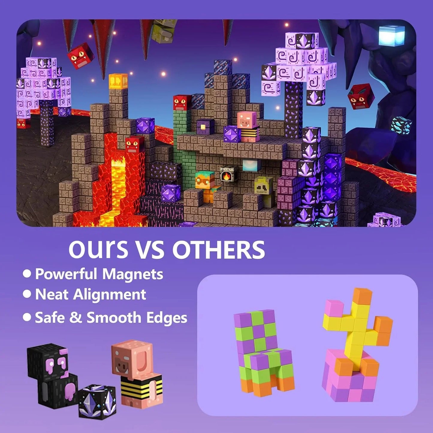 Magnetic Building Blocks Mine World Magnetic Cave World  Brick Cube Toys Set STEM Sensory 2025 Best Gift for Boy Girl Children