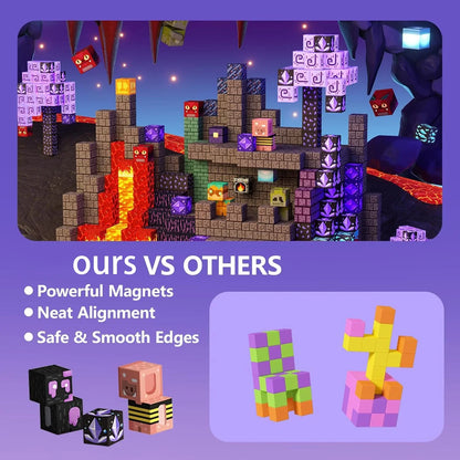 Magnetic Building Blocks Mine World Magnetic Cave World  Brick Cube Toys Set STEM Sensory 2025 Best Gift for Boy Girl Children