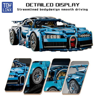 1:14 Blue Bugatti Car 1144PCS Building Blocks and Toy Construction Model Set for Kids Adults Christmas Easter Or Halloween Gift