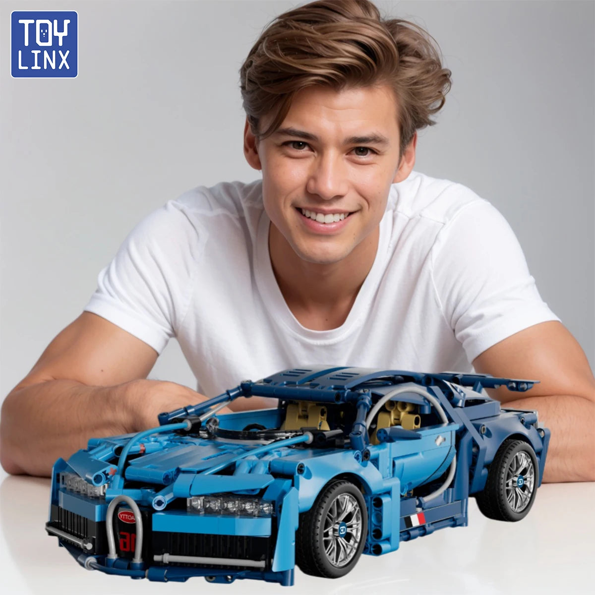 1:14 Blue Bugatti Car 1144PCS Building Blocks and Toy Construction Model Set for Kids Adults Christmas Easter Or Halloween Gift