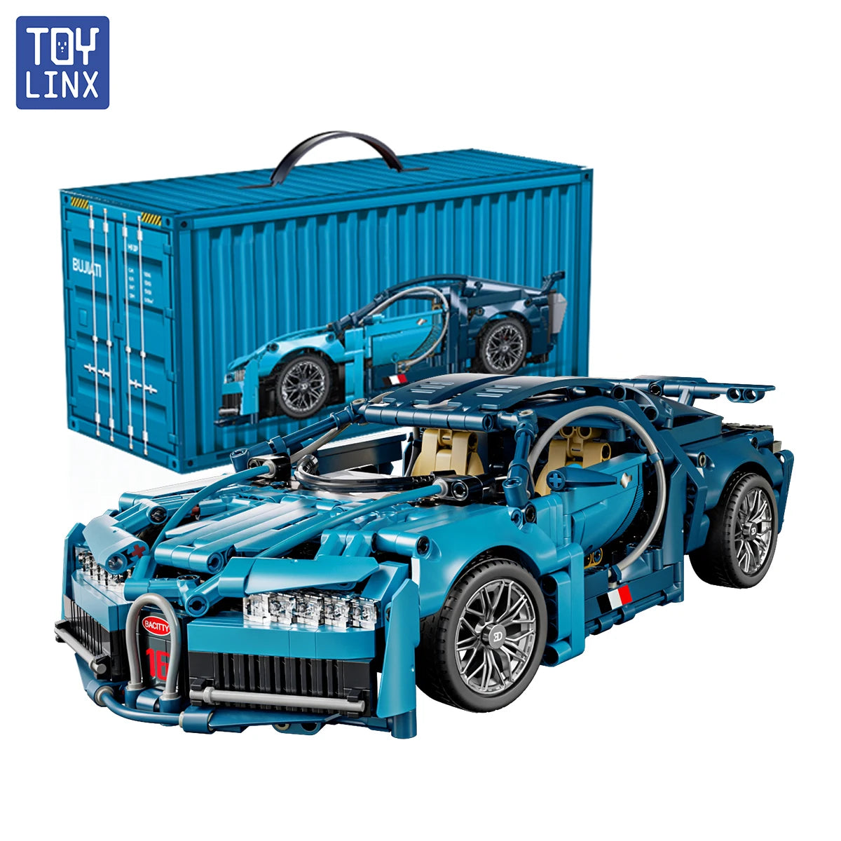 1:14 Blue Bugatti Car 1144PCS Building Blocks and Toy Construction Model Set for Kids Adults Christmas Easter Or Halloween Gift